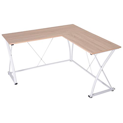 Vinsetto Mesa de Ordenador Escritorio para PC Oficina Hogar Mesa Esquinera de Forma L 142x142x76cm Marco Acero