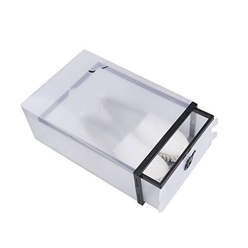 Vinteky® 10x Cajas Almacenaje plegable de plástico Zapatero DIY Cajón Organizador Transparente envase de la caja para zapatos Apilable Plegable Contenedor y Organizador para ropa,juguete,libro