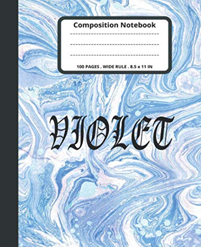 Violet Marble Composition Notebook: Pastel Blue Marble Wide Ruled Journal Teens Grades K-2 School Exercise Books For Kids Students Girls for Home ... Stationery Notebooks) | 100 Story Pages.