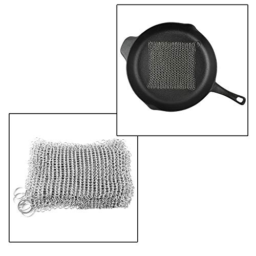 Vipithy Limpiador de depurador de cota de malla de acero inoxidable 1PC para utensilios de cocina de hierro fundido para el hogar QSR