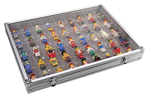 Vitrina de aluminio con 45 espacios. Ideal para colecciones y almacenamiento de Lego, Mineral, Fossil o Figurinas.