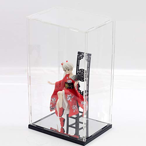 Vitrina de Exhibición Transparente con Base Negro Caja de Exposición para Figuras de Anime Figuritas Estatuas 3D - 19x15x37cm