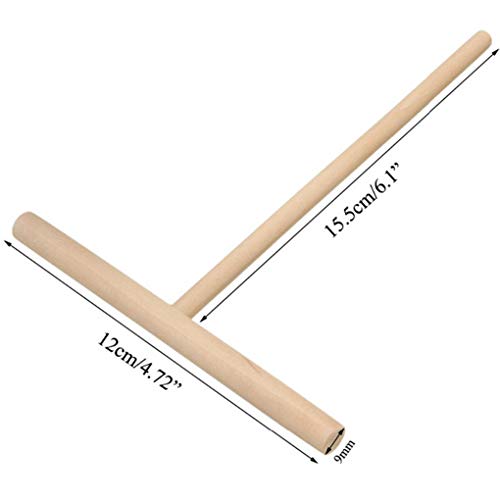 Vkospy 2pcs de Madera en Forma de T de Cocina Fry pastelería Crepe Herramienta del Fabricante de la Crepe Ligera bateador Espátula Raspador