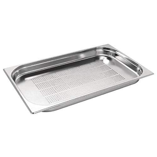 Vogue Acero Inoxidable Perforado 1/1 Gastronorm Pan 40mm Deep Food Container