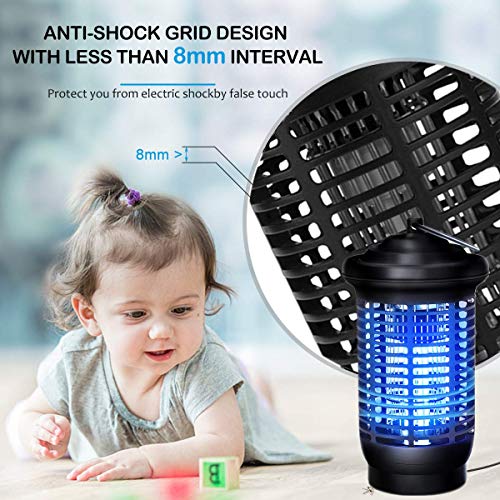 VOKSUN Lámpara Anti Mosquitos, 15W UV Electrico Mata Mosquitos 360° Repelente Zapper de Mosquitos con IPX4 Impermeable, 2000V Trampas para Insectos Mosquito Killer Interior y Exterior