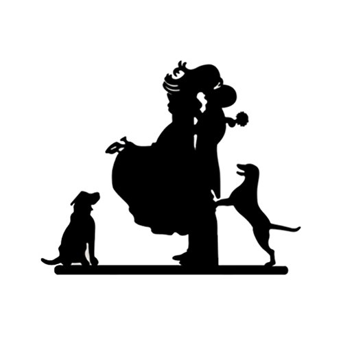 VORCOOL novia y novio con silueta de perros decoración para tarta para boda (negro)