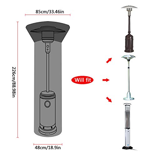 Vordas Patio Heater Cover 226 x 85 x 48 CM, Cubierta Impermeable del Calentador de Patio para Patio de Jardín al Aire Libre