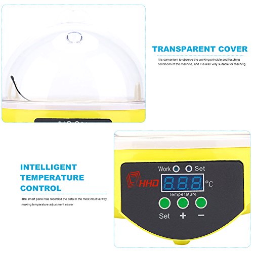 Wakects Mini Digital Incubadora de Capacidad de 7 Huevos Pollo Huevo Incubadora para Pollo Pato Máquina de Eclosión de Pájaro Incubación de Polluelos(Control de Temperatura Inteligente 20-50 °C)