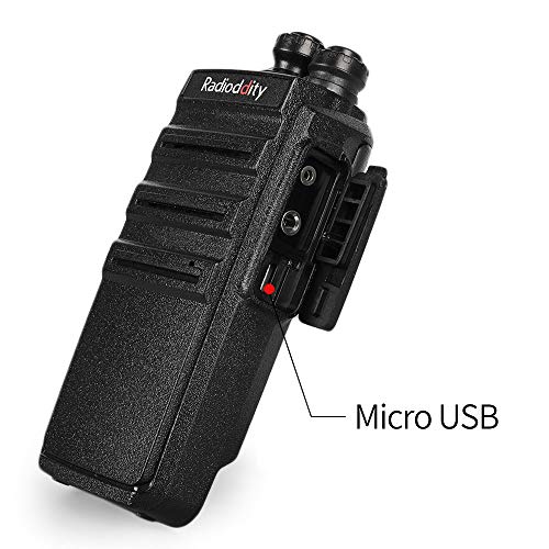 Walkie Talkies Radioddity GA-2S UHF Recargable Emisoras de Caza Largo Alcance Conexión de Carga Micro-USB con Auricular de Enlace acústico con Micro, Pack 6 y 1 Cable de programación