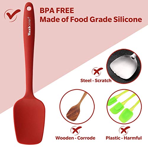 Wanbasion 5 Piezas Rojo Espatula de Silicona para Cocina Repostería Goma, Juego de Espatula de Silicona para Cocina Resistente, Espatula de Silicona para Cocina Profesional Grande sin Bpa