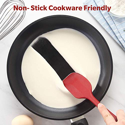 Wanbasion 5 Piezas Rojo Espatula de Silicona para Cocina Repostería Goma, Juego de Espatula de Silicona para Cocina Resistente, Espatula de Silicona para Cocina Profesional Grande sin Bpa