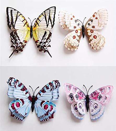 WandSticker4U- Pegatinas 3D de mariposas con purpurina para pared, decoración para dormitorio o salón