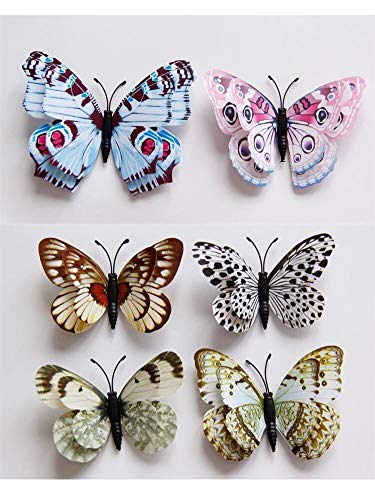 WandSticker4U- Pegatinas 3D de mariposas con purpurina para pared, decoración para dormitorio o salón