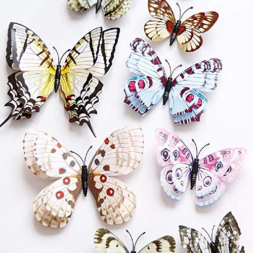 WandSticker4U- Pegatinas 3D de mariposas con purpurina para pared, decoración para dormitorio o salón