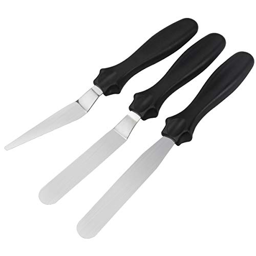 wangjiangda Espátula Reposteria 3 Piezas Espatula Cocina Acero Inoxidable en Ángulo Pasteleria Utensilios Espátulas de Glaseado Hornear Utensilios 4 Inch