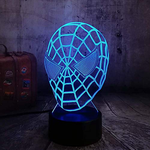 wangZJ Lámpara de ilusión 3d / 7 colores cambiantes Luz de noche/Decoración del hogar Lámpara/botón táctil/usb Charge/Spiderman