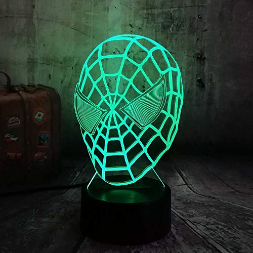 wangZJ Lámpara de ilusión 3d / 7 colores cambiantes Luz de noche/Decoración del hogar Lámpara/botón táctil/usb Charge/Spiderman