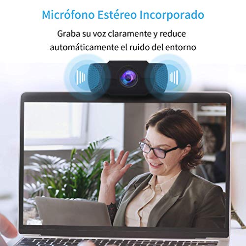 Wansview Webcam PC Full HD 1080P con Micrófono, Webcam Portátil para PC, Webcam USB 2.0, Streaming Cámara Reducción de Ruido para Videollamadas, Grabación, Conferencias con Clip Giratorio