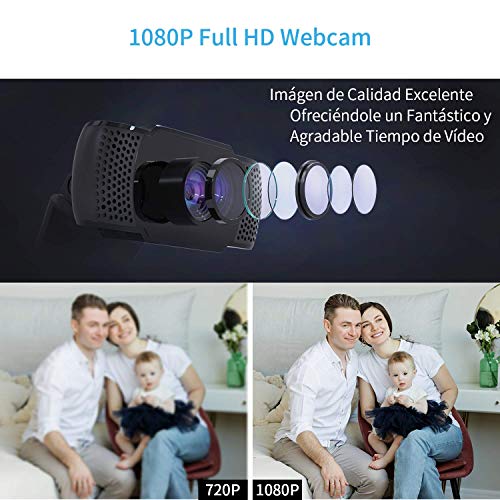 Wansview Webcam PC Full HD 1080P con Micrófono, Webcam Portátil para PC, Webcam USB 2.0, Streaming Cámara Reducción de Ruido para Videollamadas, Grabación, Conferencias con Clip Giratorio