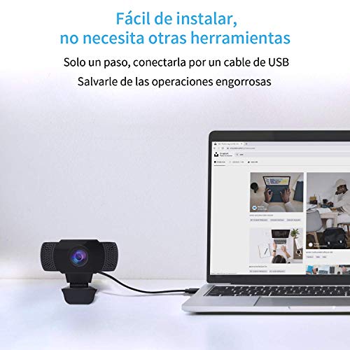 Wansview Webcam PC Full HD 1080P con Micrófono, Webcam Portátil para PC, Webcam USB 2.0, Streaming Cámara Reducción de Ruido para Videollamadas, Grabación, Conferencias con Clip Giratorio