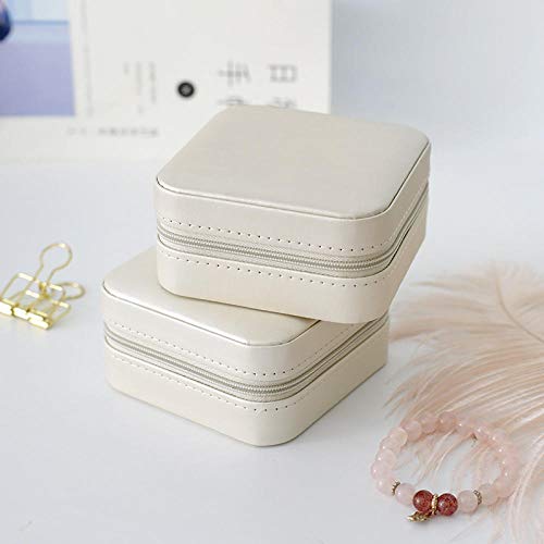 Warmwin Caja de Almacenamiento de Maquillaje de Viaje para Mujer Caja de colección de Joyas Belleza Cosmética Pendientes Pendientes Anillo Pulsera Caja de Almacenamiento Accesorios Blanco