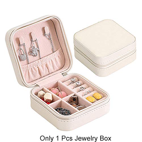 Warmwin Caja de Almacenamiento de Maquillaje de Viaje para Mujer Caja de colección de Joyas Belleza Cosmética Pendientes Pendientes Anillo Pulsera Caja de Almacenamiento Accesorios Blanco