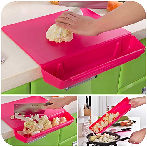 Warmwin Tabla de Cortar con Almacenamiento de Verduras Tabla de Cortar de plástico Cocina casera Antideslizante Fruta amasar Panel-Australia_Verde