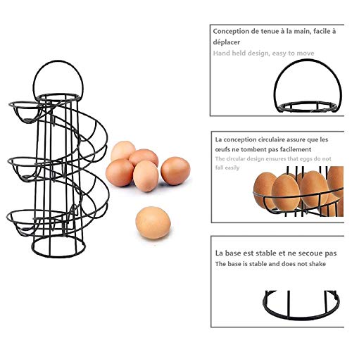 WASDY Soporte Huevo Estante Admite hasta 18 Huevos, Moderno Espiral Diseño Huevo Dispensador De Pie Almacenaje Baldas Expositoras Soporte, Ahorro De Espacio Cocina Organizador,Rojo