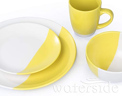 Waterside Fine China - Juego de cena (16 piezas), color amarillo