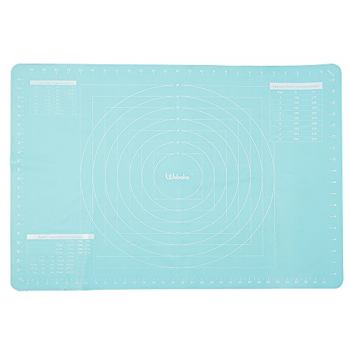 Webake 70 x 50 cm Tapete de Silicona para Hornear Baking Mat con Medidas Extra Grande Antiadherente Pasta Sheet Estera para Hacer Fondant Pizza Dough Tarta (Verde)