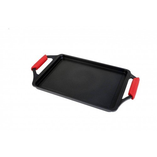 Wecook Bandeja asadora, Acero Inoxidable, Negro/Rojo, 43x25x5 cm