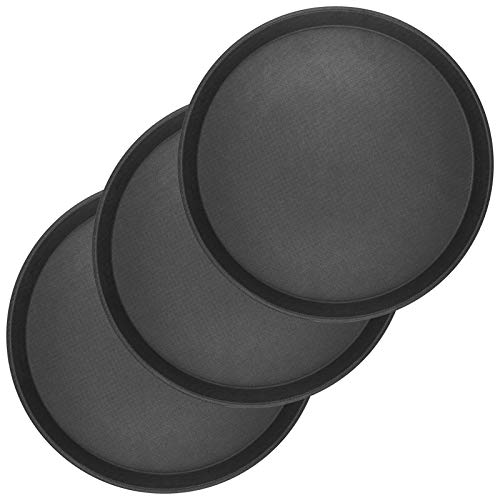 Wellgro® Gastro - Juego de 3 bandejas para servir (diámetro 35 cm, redondas), color negro