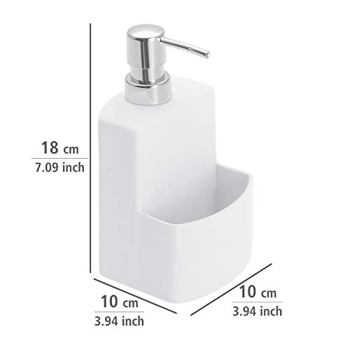 WENKO 3620115100 Dispensador de detergente para cocina True Colours Festival blanco - Soft-Touch superficie , 0.38 L, Cerámica Soft-Touch, 10 x 18 x 10 cm, Blanco