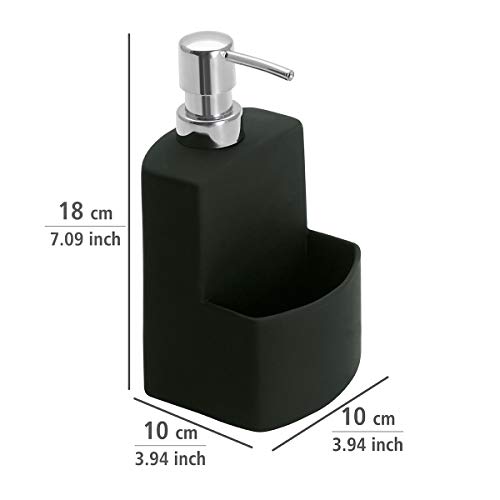 Wenko 3620117100, Dispensador de Detergente 0.38 L, Cerámica Soft-Touch, 10x10x18 cm, Negro