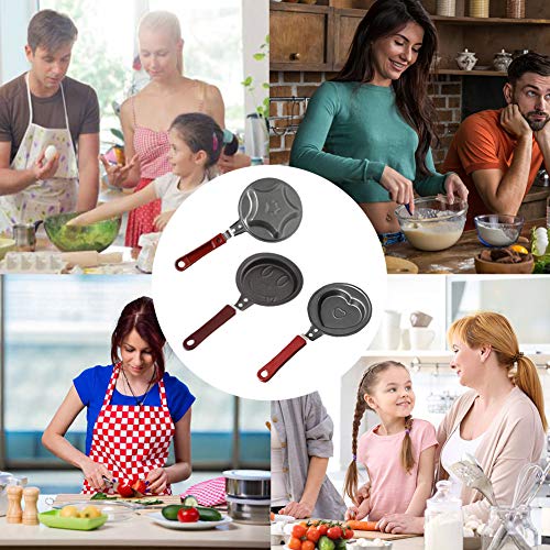 WENTS Mini Sartenes 3 Piezas Molde de la Crepe Huevo Sartén Tortilla de Huevo Desayuno Sartén Antiadherente Mini Pot de Dibujos Animados Moldes Utensilios de Cocina de Huevo