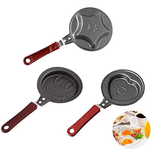 WENTS Mini Sartenes 3 Piezas Molde de la Crepe Huevo Sartén Tortilla de Huevo Desayuno Sartén Antiadherente Mini Pot de Dibujos Animados Moldes Utensilios de Cocina de Huevo