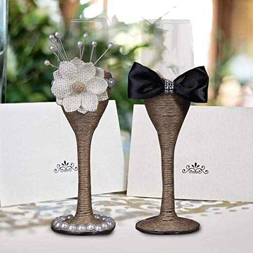 Wetour - Juego de 2 Copas de champán para Novios o Novias, Cristal romántico, Copas de champán con Flores, Copas de Cristal, Regalos de Boda