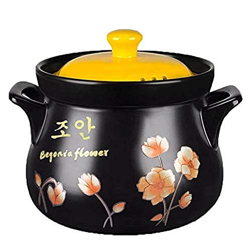 WEWE Olla para cazuela de Arcilla Olla para estofado Cazuela de cerámica Olla para cocinar de Arcilla - Cocción a Alta Temperatura Sin decoloración Sin envejecimiento Capacidad Duradera 3.5L_A