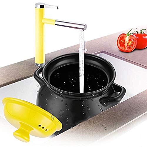 WEWE Olla para cazuela de Arcilla Olla para estofado Cazuela de cerámica Olla para cocinar de Arcilla - Cocción a Alta Temperatura Sin decoloración Sin envejecimiento Capacidad Duradera 3.5L_A