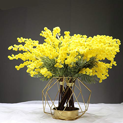 whbage Flores secas 5 Piezas de Felpa Acacia Amarillo Mimosa Spray Cherry Artificial Wedding Flower Party Event Decor