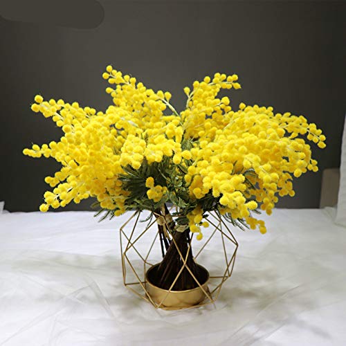 whbage Flores secas 5 Piezas de Felpa Acacia Amarillo Mimosa Spray Cherry Artificial Wedding Flower Party Event Decor