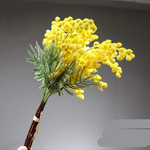 whbage Flores secas 5 Piezas de Felpa Acacia Amarillo Mimosa Spray Cherry Artificial Wedding Flower Party Event Decor