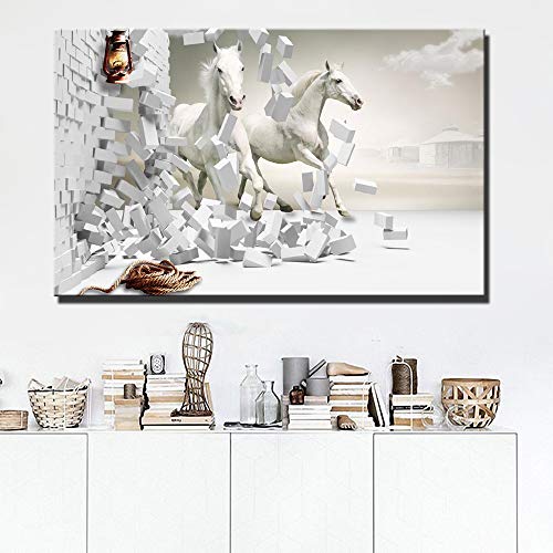 White horse destroys wall painting living room decorative painting