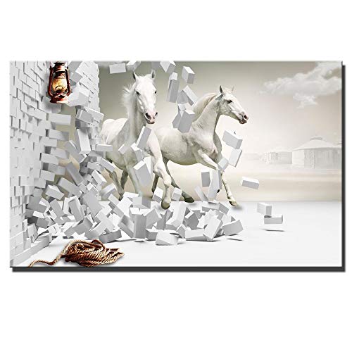 White horse destroys wall painting living room decorative painting