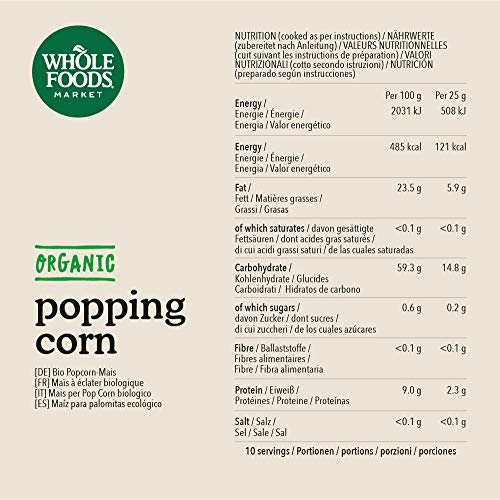 Whole Foods Market - Maíz para palomitas ecológico, 250 g