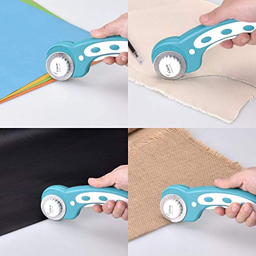 Willingood Rotary Cutter, 45mm Cúter Rotativo con Cuchilla Circular Cortador Redondo Papel con 3 Cuchillas de Repuesto para Cortador Giratorio, Y Materiales Para Cortar Tela Cuero Scrapbooking