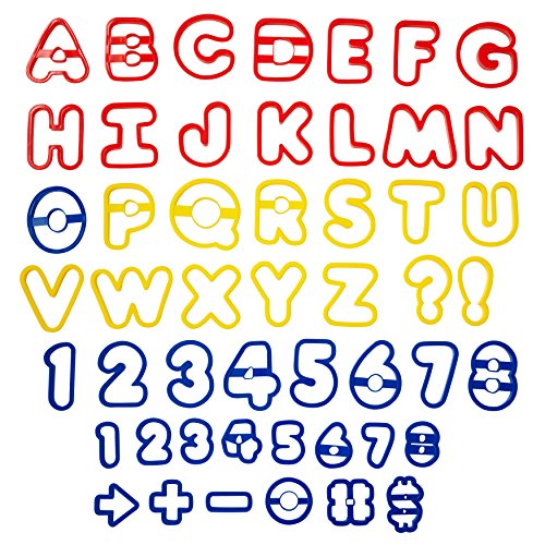 Wilton Pack de 50 cortadores de Galletas, diseño de Letras y números, Rojo, Amarillo y Azul, Centimeters