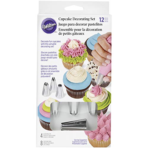 Wilton Set de decoración para Cupcakes, 12 Piezas, Acero Inoxidable