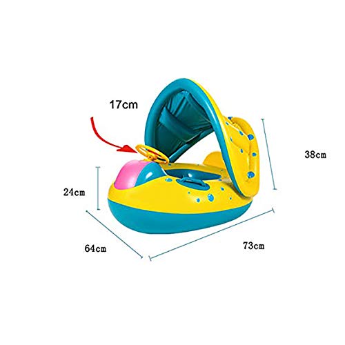 Wishliker Flotador para bebé con Asiento,Respaldo,Techo del Sol,Barca bebé de Piscina para 1-3 Años de Edad