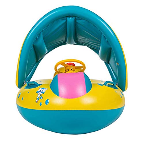 Wishliker Flotador para bebé con Asiento,Respaldo,Techo del Sol,Barca bebé de Piscina para 1-3 Años de Edad